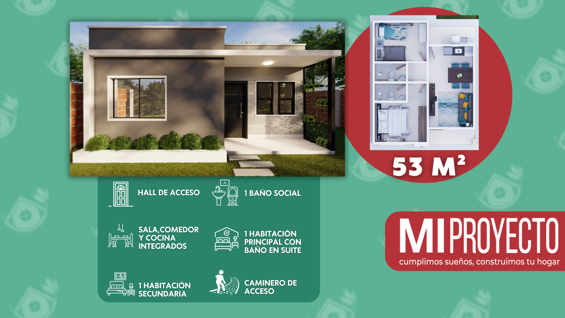 CASA + TERRENO MINIMALISTA 53M2 LIMPIO – CENTRO BARRIO MARIA AUXILIADORA